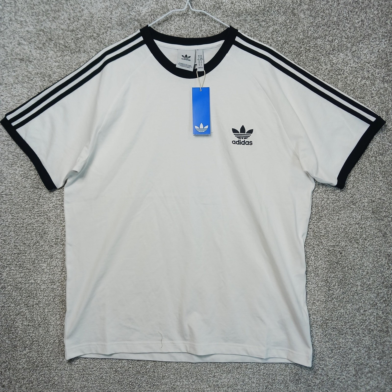 Adidas Shirt Mens XL White 3-Stripes Trefoil Originals Crew Neck Casual T-Shirt gallery