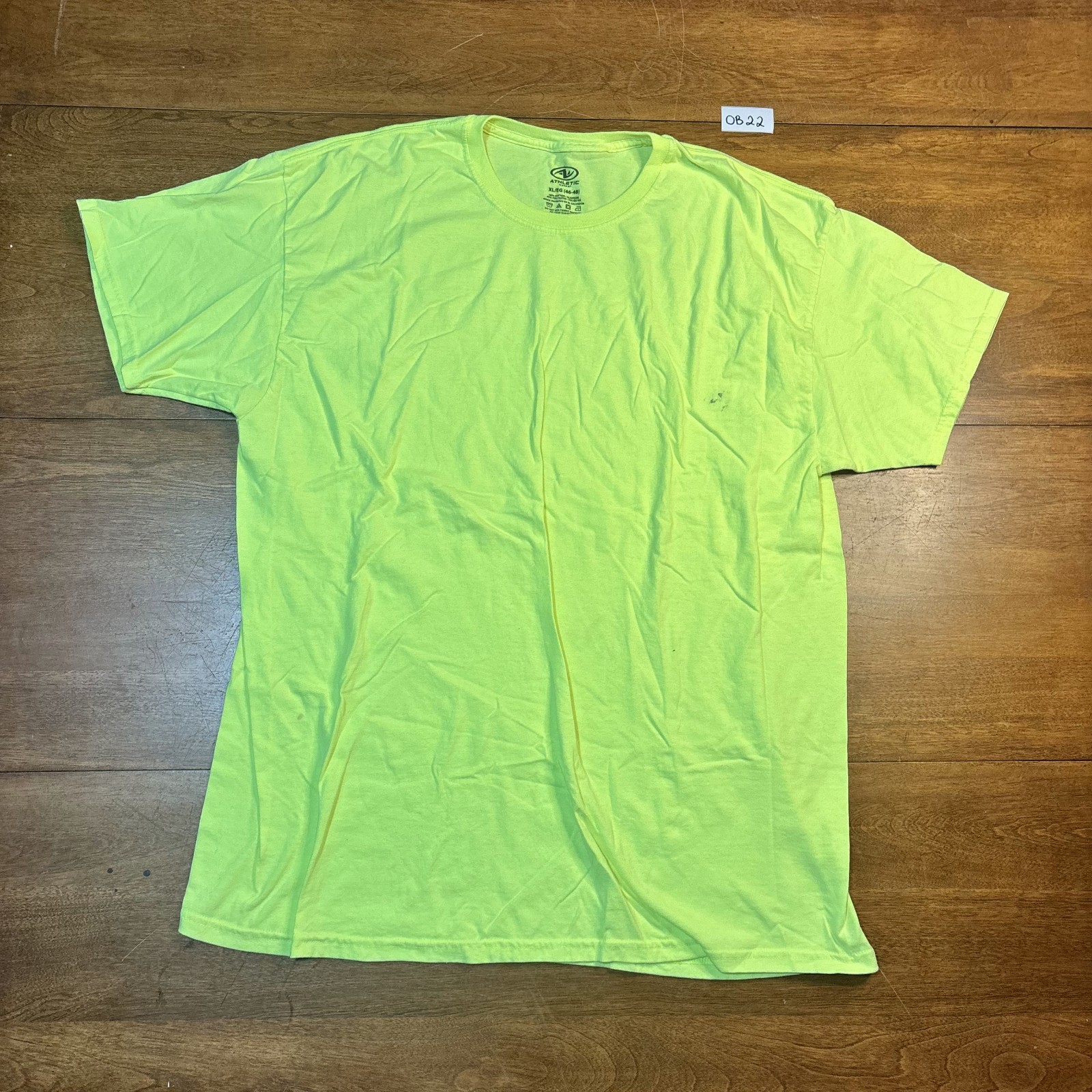 Athletic Works T-Shirt Men’s Neon Green Cotton Crew Neck Short Sleeve – XL
