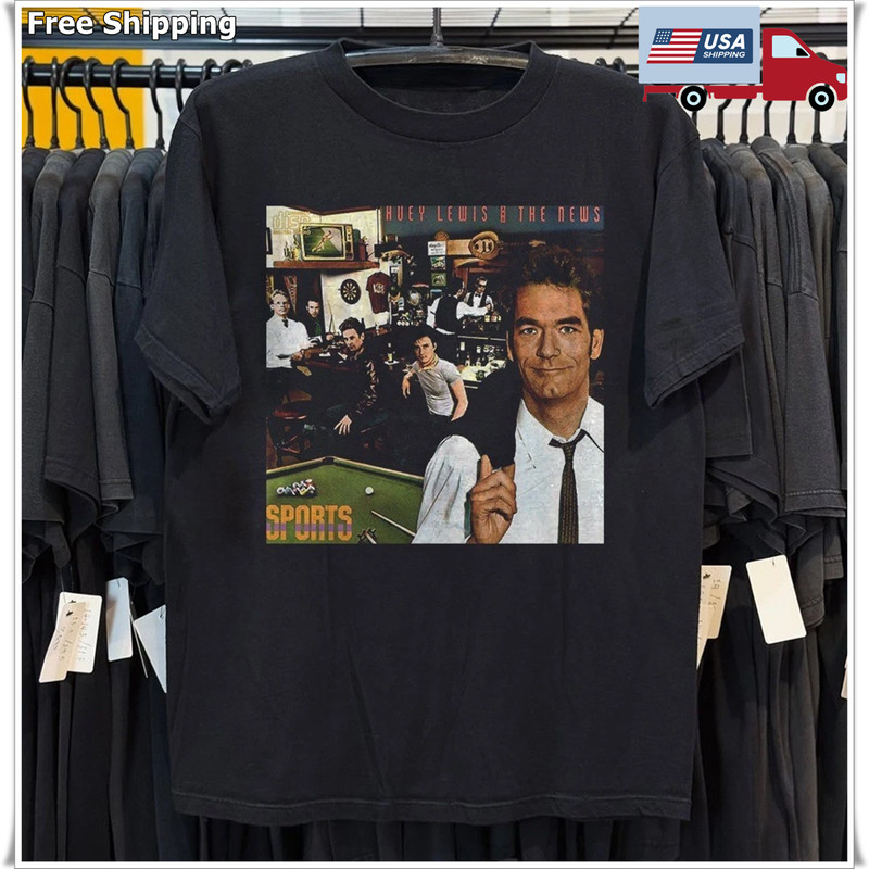 HOT! HUEY LEWIS AND THE NEWS Unisex Black T-shirt Size S-5XL