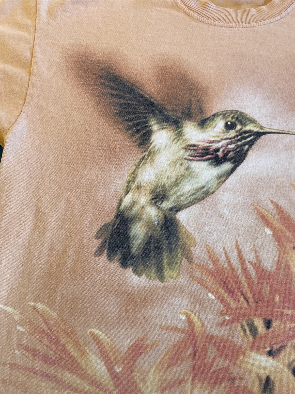 The Mountain T-Shirt Hummingbird Wildlife Bird Nature, Peach, Graphic Tee Sz L gallery