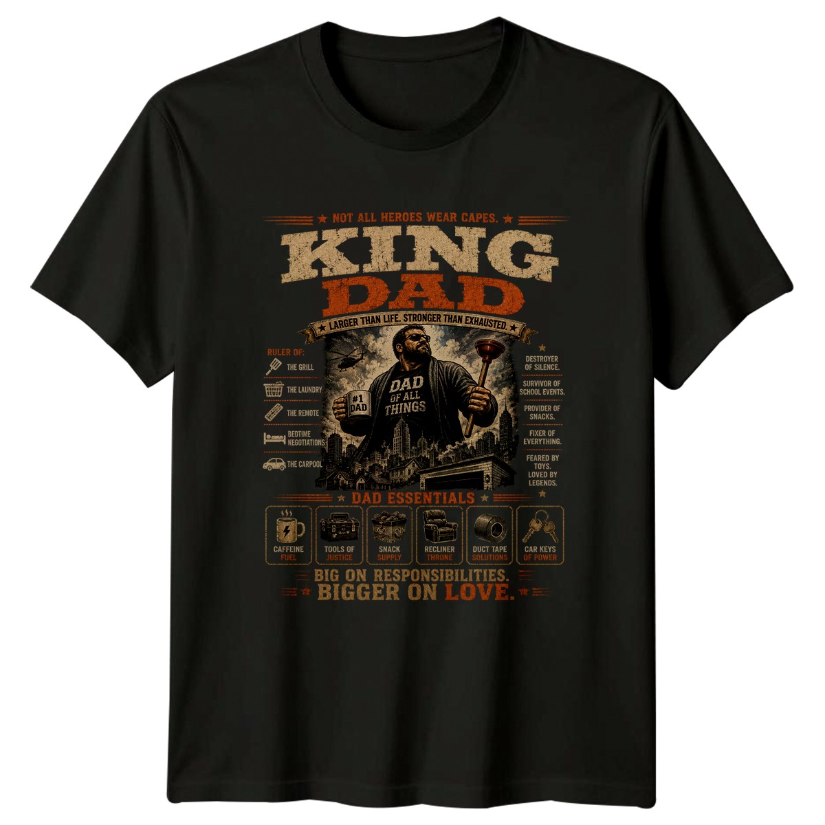 Not All Heroes Wear Capes Mens T-Shirt Funny Dad Fatherhood Fathers Day Gift