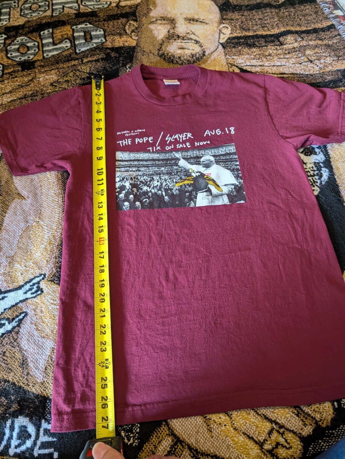 Supreme Anti Hero The Pope Slayer T-Shirt Burgundy Medium M SS16 2016 gallery