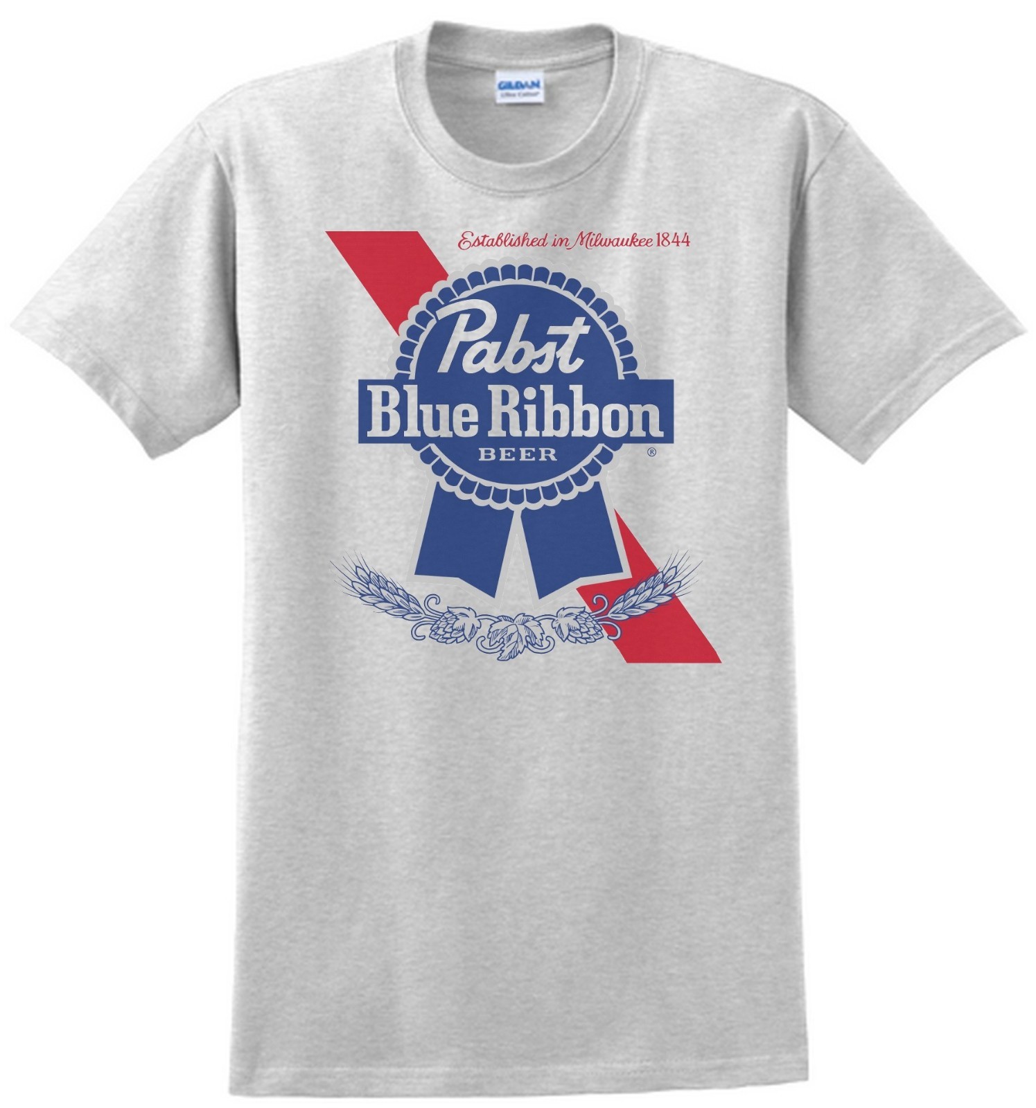 Pabst Blue Ribbon Beer T-shirt.Gray,Khaki,White,Yellow. S-XXXL Free Ship to USA