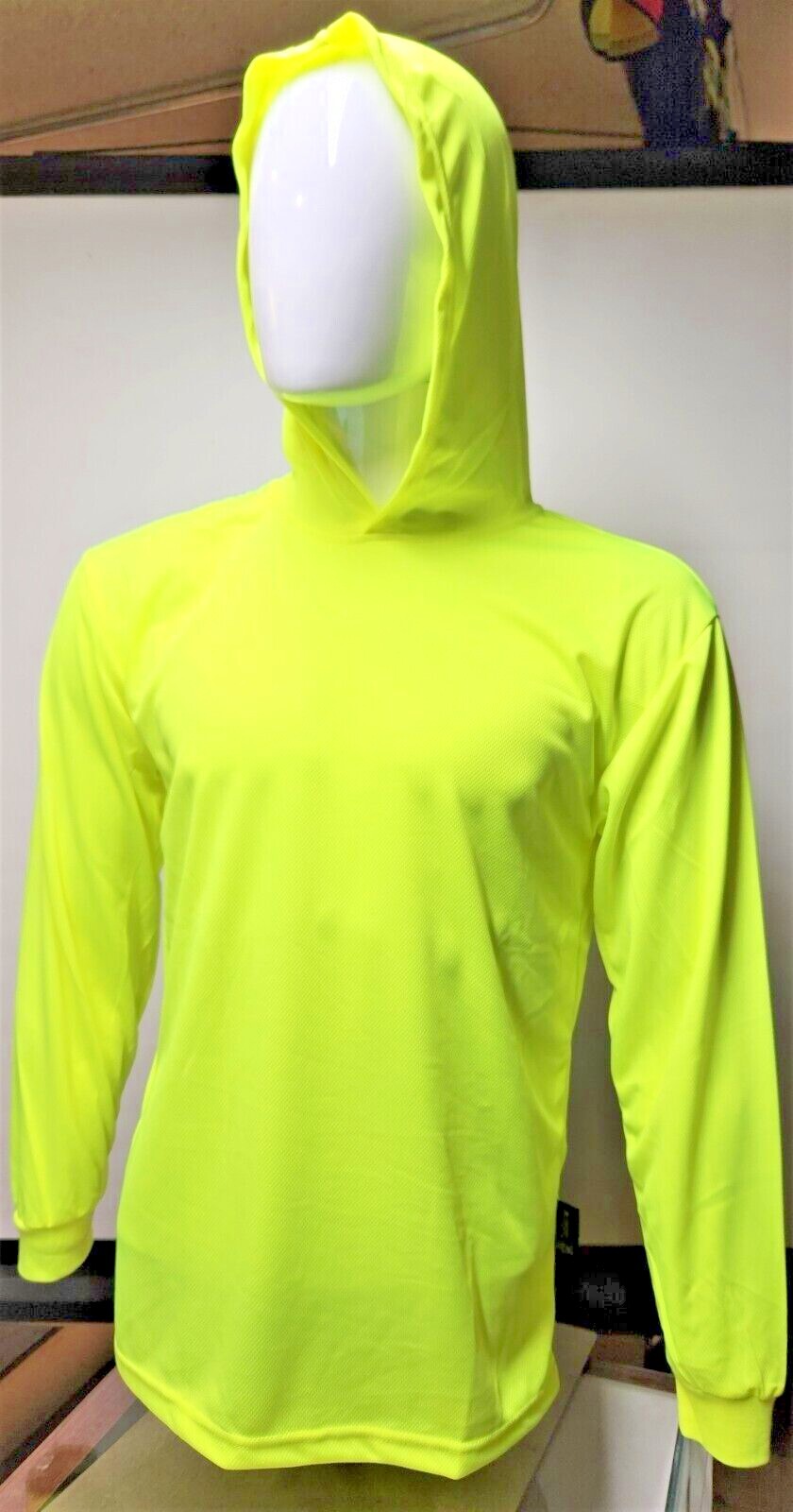 Yellow Long Sleeve Safety Shirt With Hoodie, Quick Dry Polyester Birdeye mesh gallery