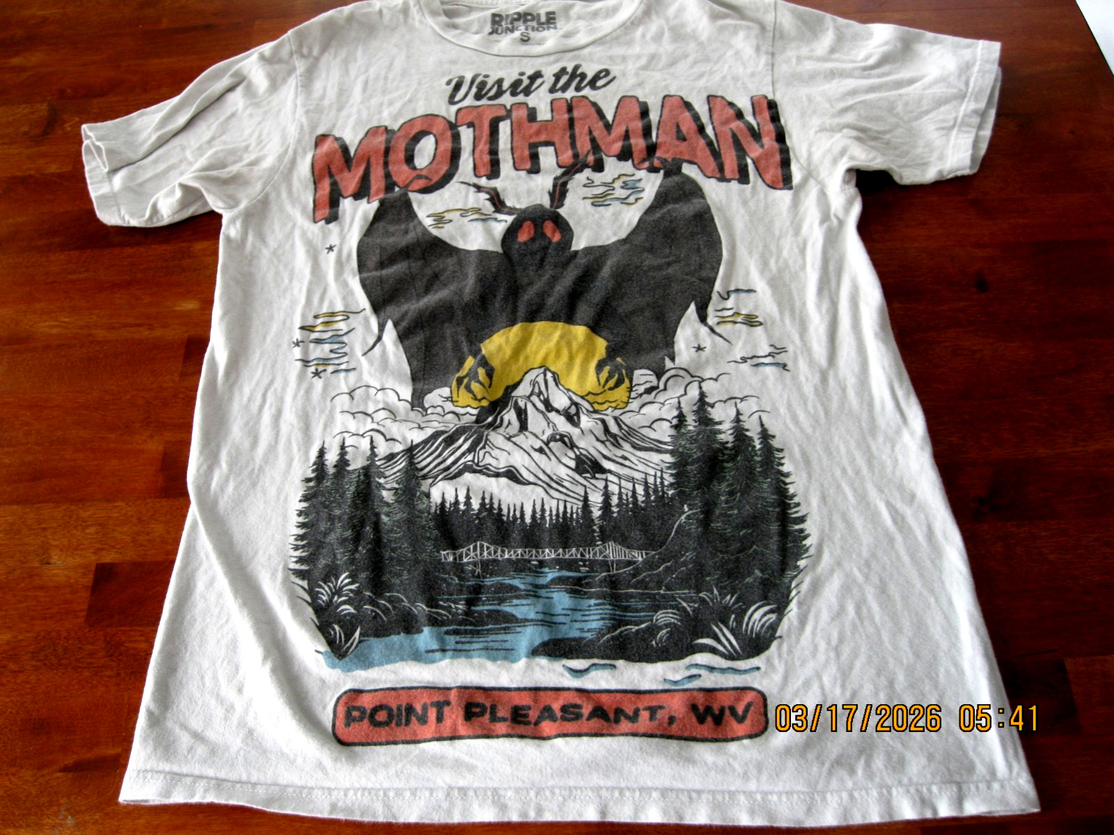 The MOTHMAN Ripple Junction T-Shirt Men's SZ SM Graphic Print GRAY gallery
