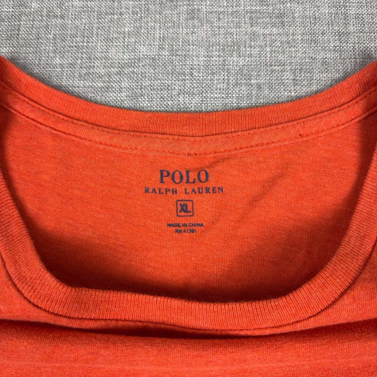Polo Ralph Lauren Shirt Mens XL Orange Pocket Tagless Crewneck Cotton Jersey gallery