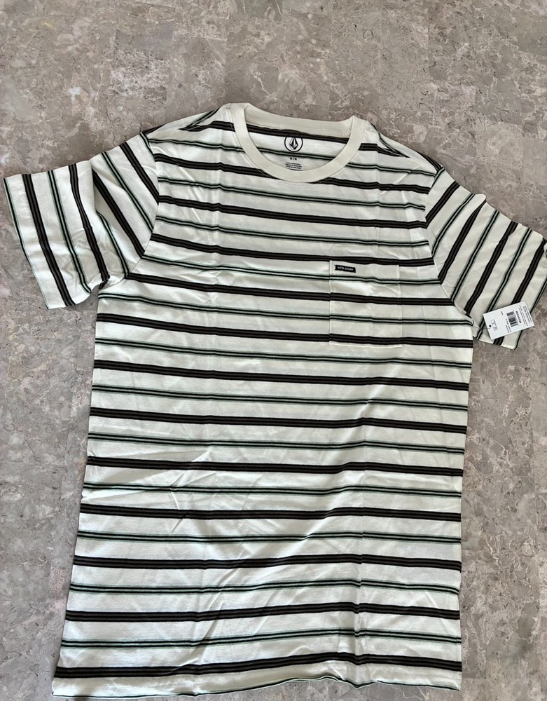 Volcom Sylvan Crew SS Striped Pocket T-Shirt Men’s NWT