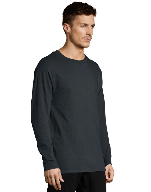Hanes Essentials Men's Cotton Long Sleeve T-Shirt, Value 4-Pack gallery