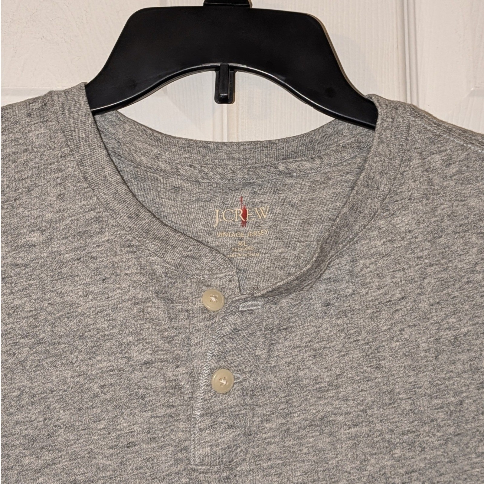 J. Crew Men XL Relaxed Vintage Jersey Henley Shirt Heather Grey NWOT $45 gallery