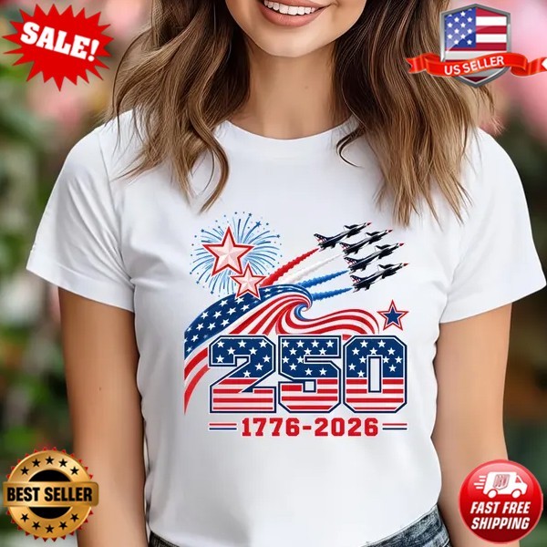 250th Anniversary T-Shirt, Independence Day Gift, Patriotic Jets T-Shirt (S-5XL)