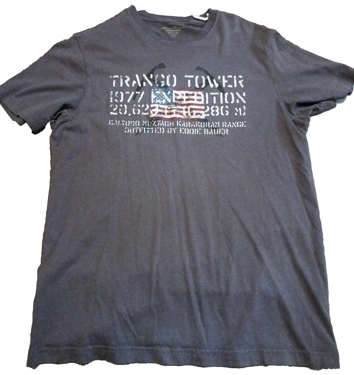 Eddie Bauer Trango Tower Graphic T-shirt Mens Medium Gray Solid 100% Cotton