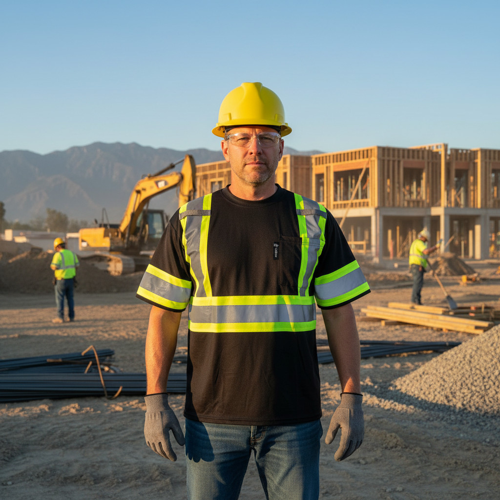 Short Sleeve Black High Visibility Safety Shirt Choose size gallery