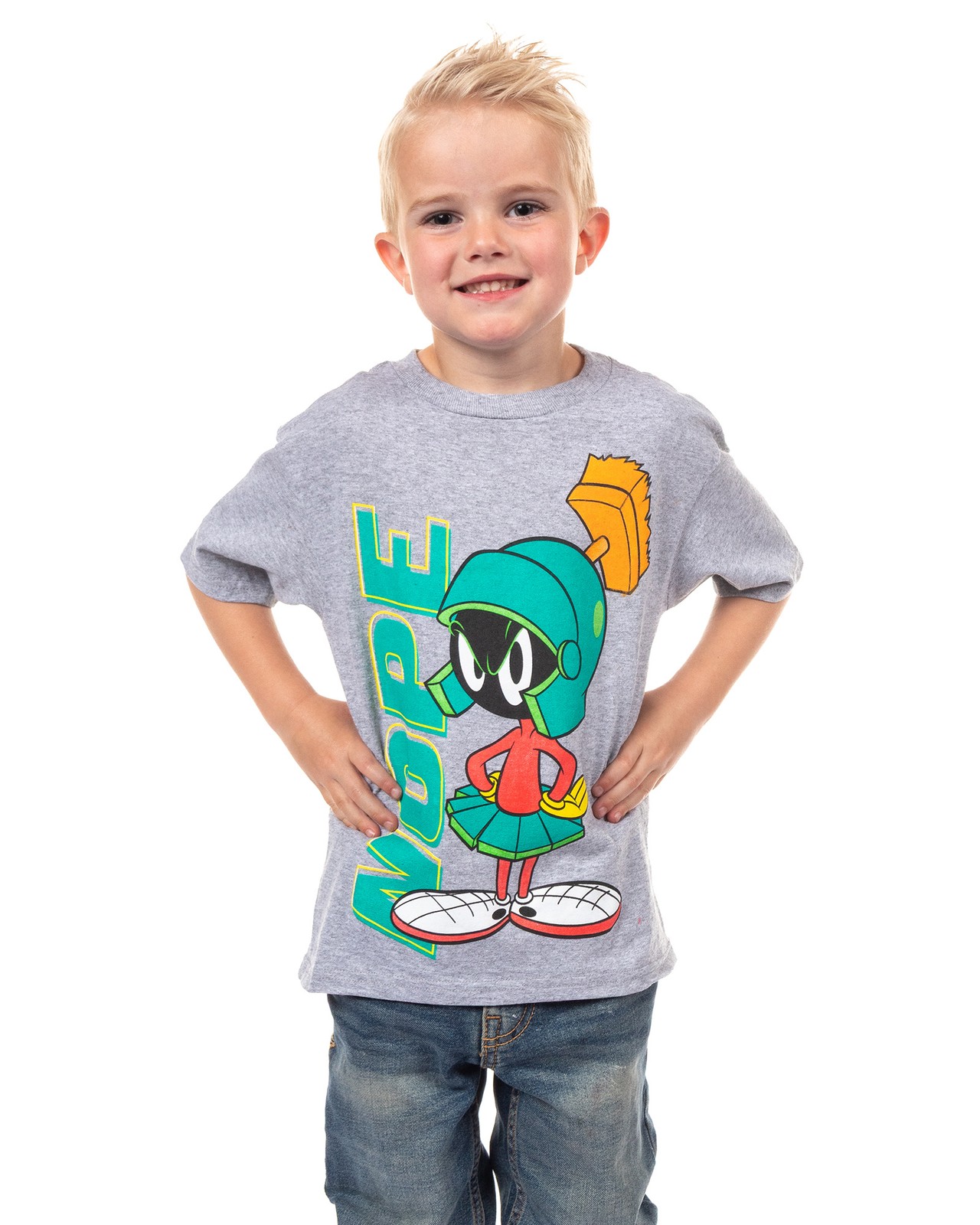 Looney Tunes Boys' Marvin the Martian Character NOPE T-Shirt Top Crewneck (4) gallery