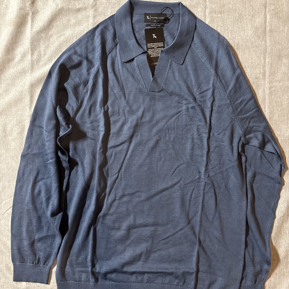 Extra Fine Merino Wool Polo In AirfoceBlue XL-Brand Tailored Athlete
