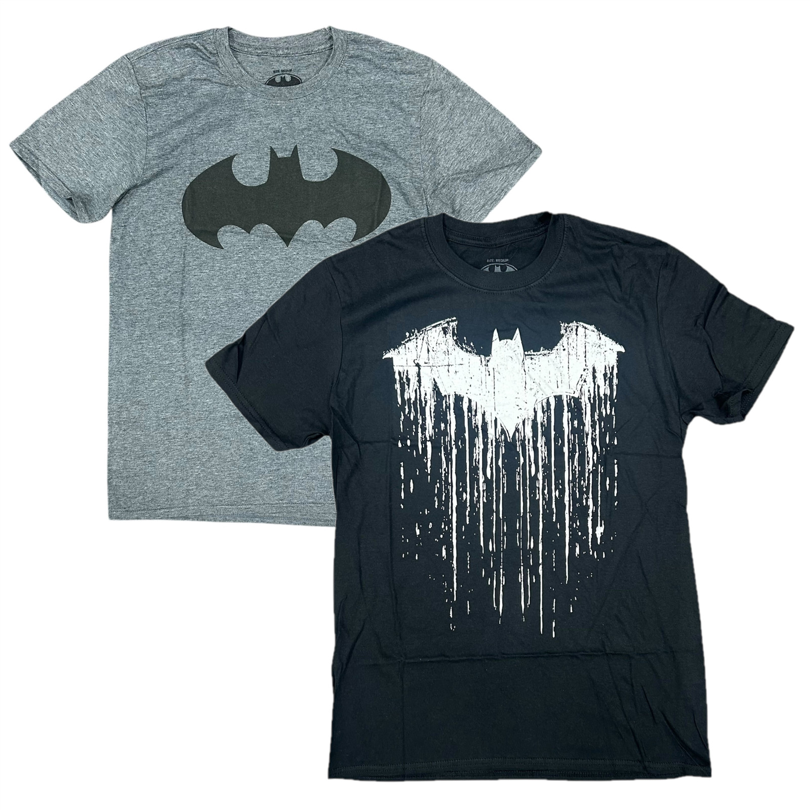 Batman 2 Pack T-Shirt (Size M) Men’s Black & Grey Top – New