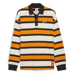 PUMA Carrots X Collared Long Sleeve Pullover Shirt Mens Orange, White Casual Top