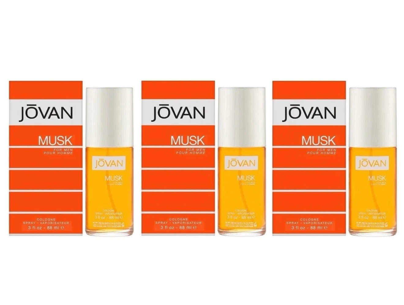 PACK OF 3 – JOVAN MUSK by Coty for Men 3.0 Oz 88 ml Cologne EDC Spray NEW IN BOX