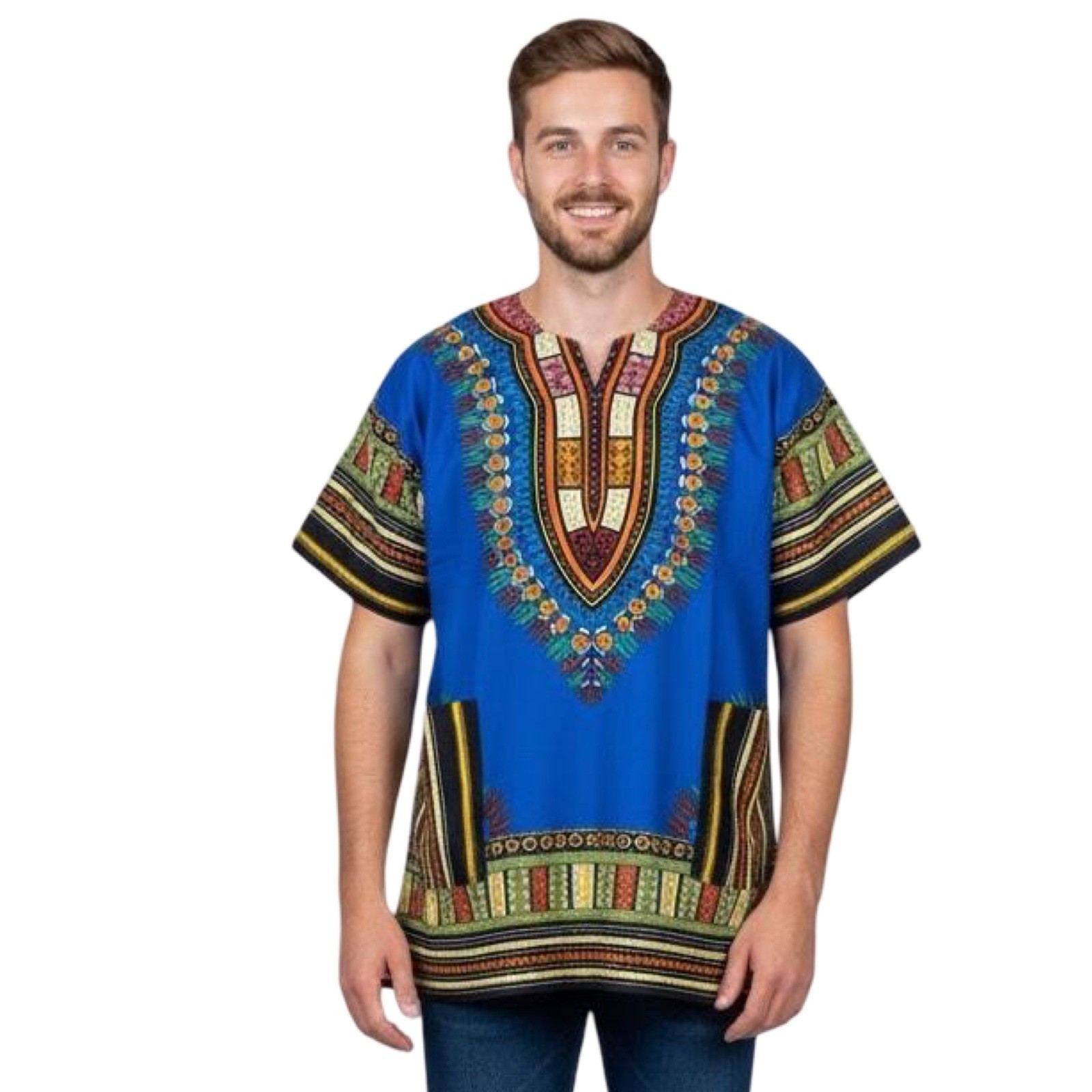 #1 Best Quality Unisex African Bright Dashiki 100%Cotton Shirt Variety Colors. gallery