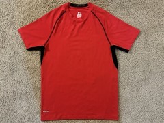 Starter Mens Size Large Red Short Sleeve Crew Neck Logo Dri Fit Active Tee