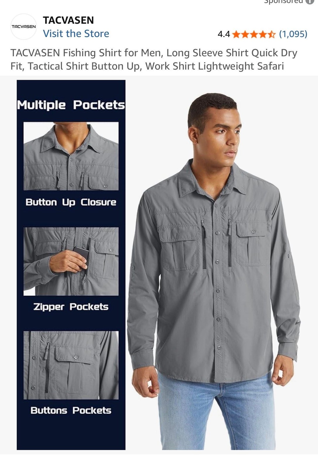 TACVASEN Men's Long Sleeve Quick Dry Tactical Fishing Shirt gallery
