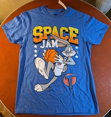 NWT Space Jam T Shirt Tee Bugs Bunny Heather Blue Mens Medium Graphic Print