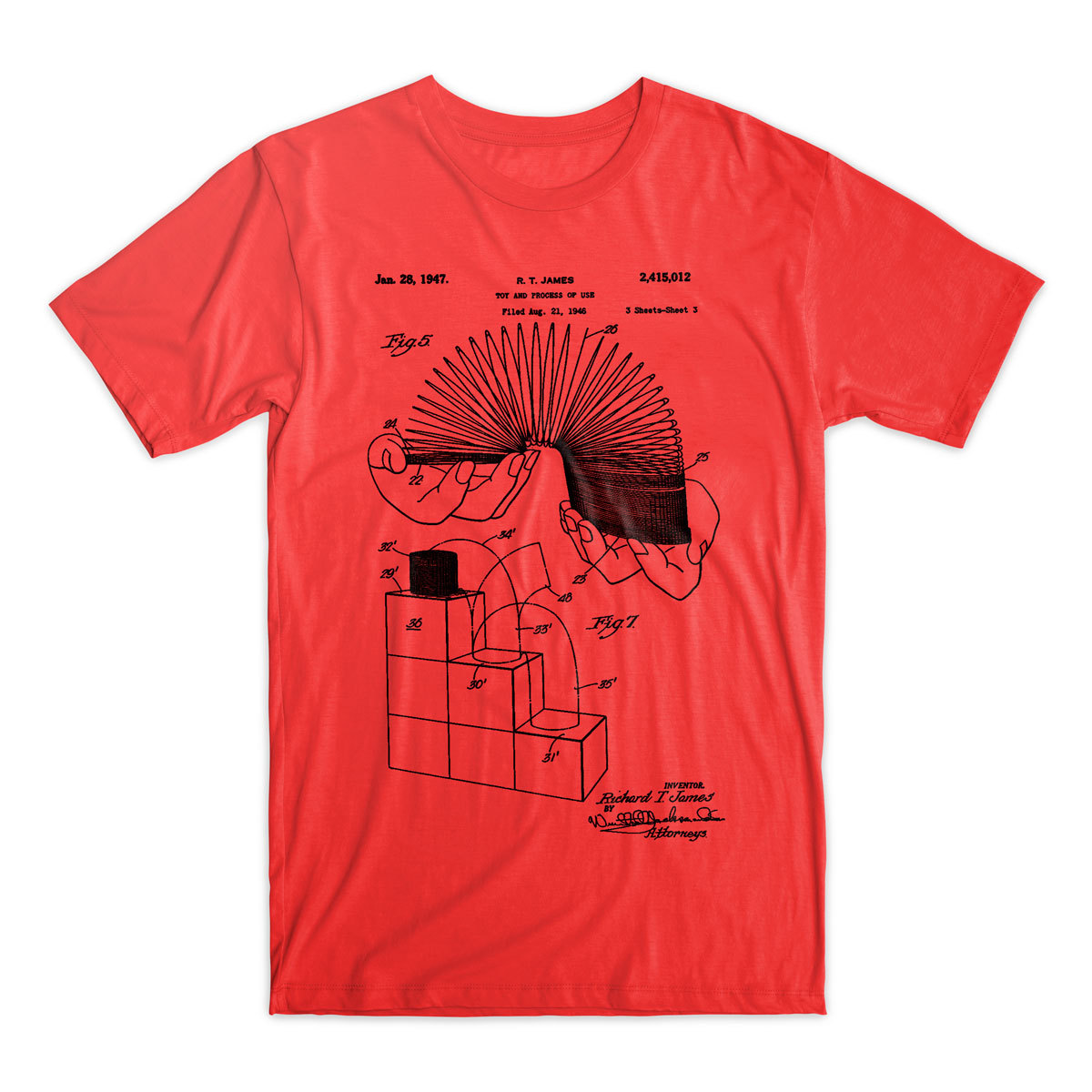 Slinky Patent T-Shirt, Classic Slinky Toy Patent Art Tee 100% Soft Cotton Comfy gallery