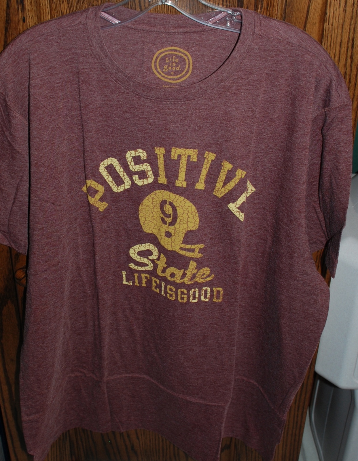 Men's Life Is Good Red Positive State Football Semi-fitted Lightweight SS Cool T gallery