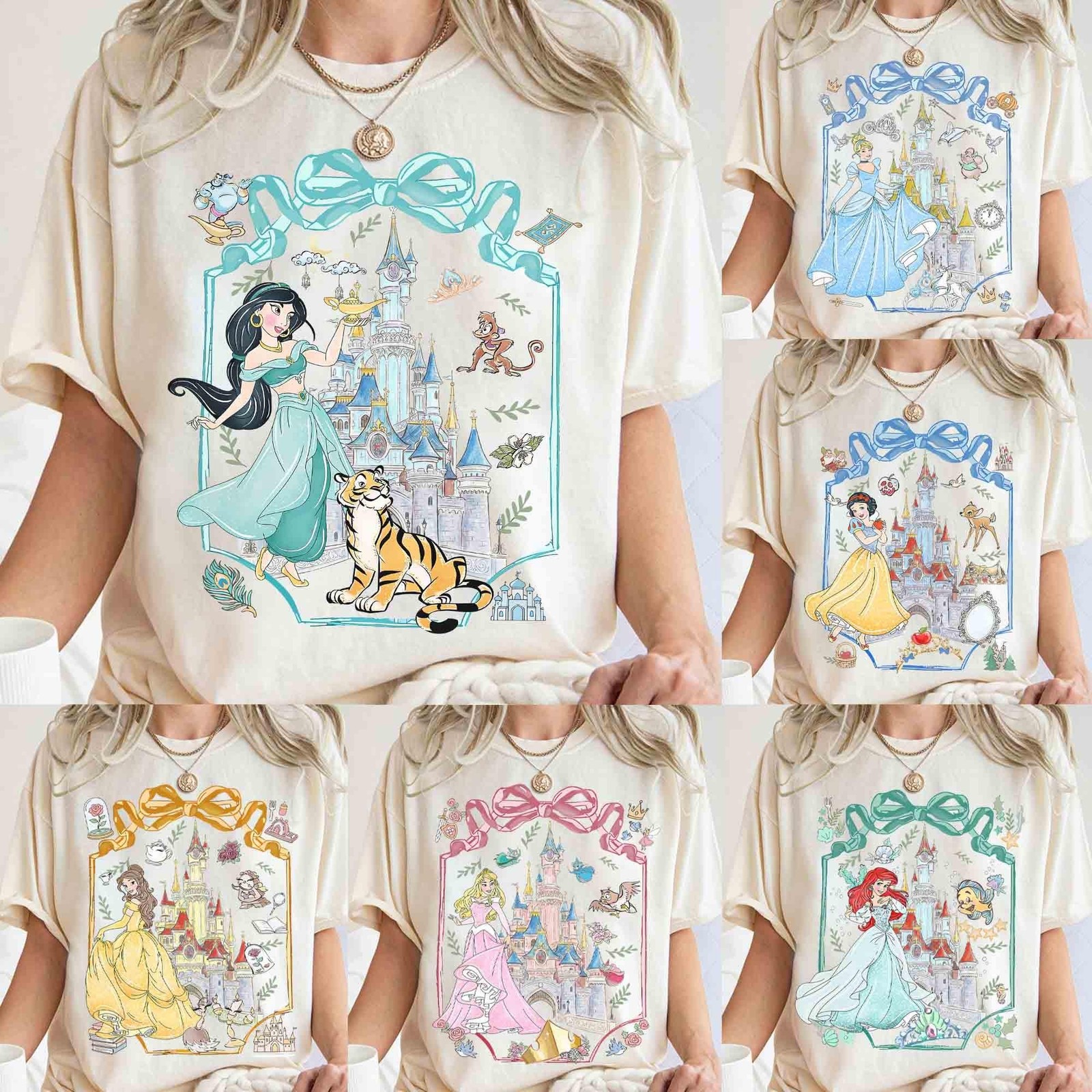 Coquette Bow Disney Princess Vintage Shirt Belle Ariel Elsa Cinderella Magic K gallery