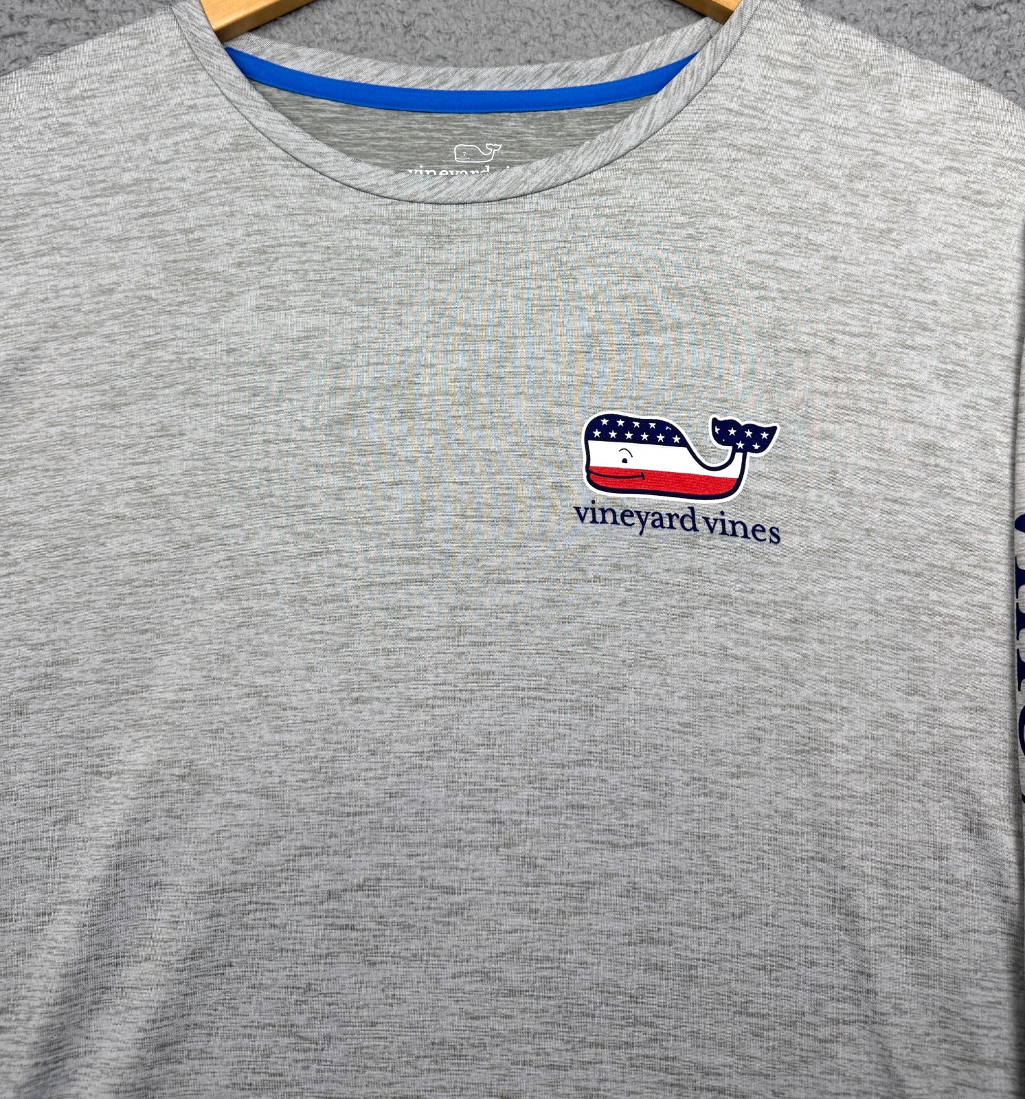 VINEYARD VINES T Shirt Mens 3XL Gray Performance American Flag Long Sleeve NWT gallery