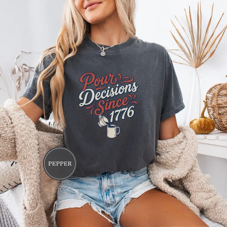 Pour Decisions Since Comfort Tee Funny 4th of July Party gallery