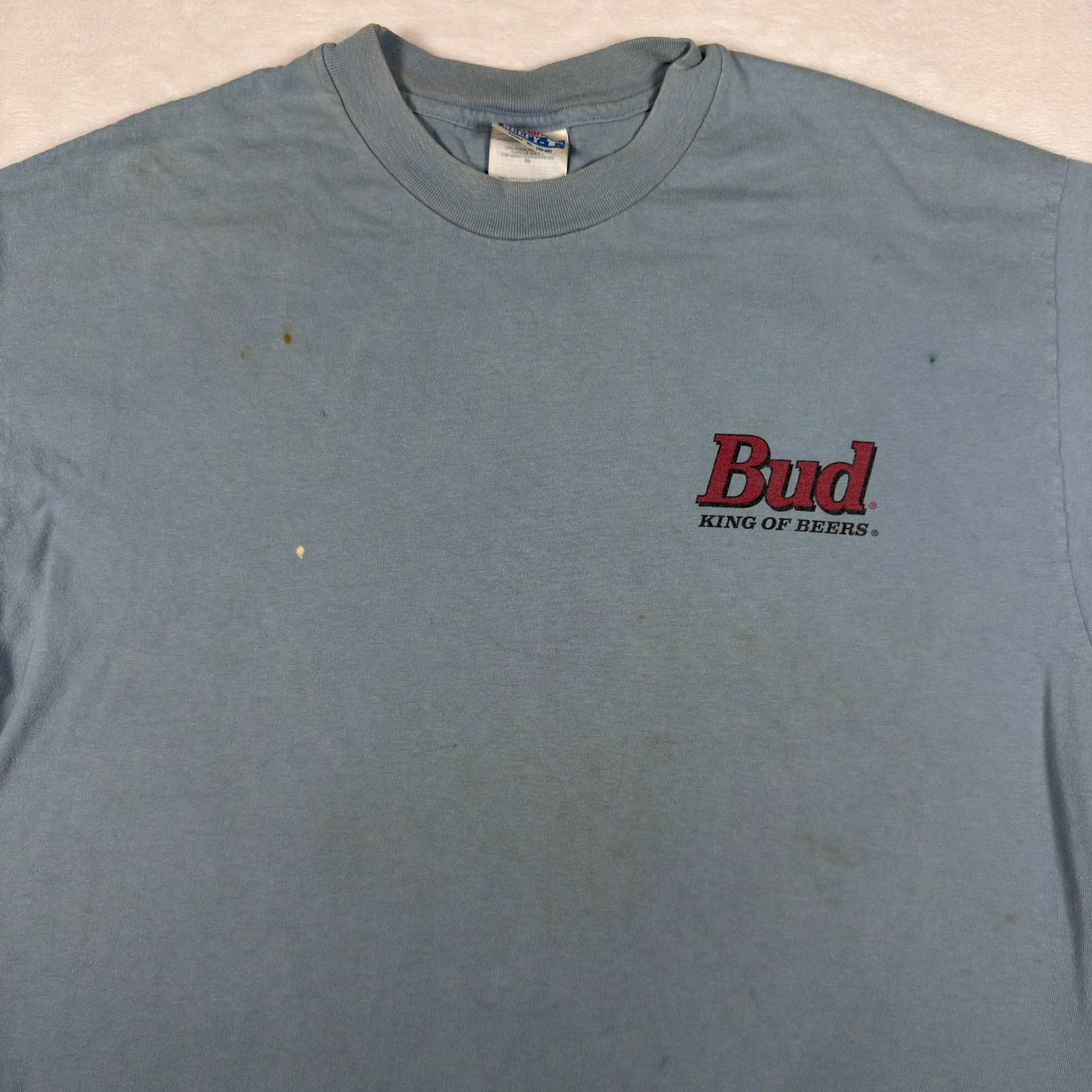 Vintage 90s Budweiser Frogs T Shirt Hanes Beefy XL Blue Bud-weis-er USA Made gallery