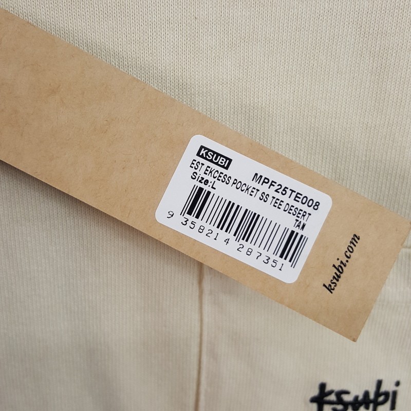 KSUBI Shirt Mens Large Tan Pullover Crew Embroidered Pocket Logo Ekcess Tee gallery