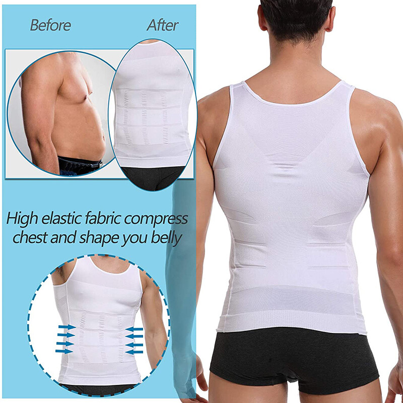 Men's Body Shaper Toning T-Shirt Ultra Durable Vest High Compression Underwear gallery