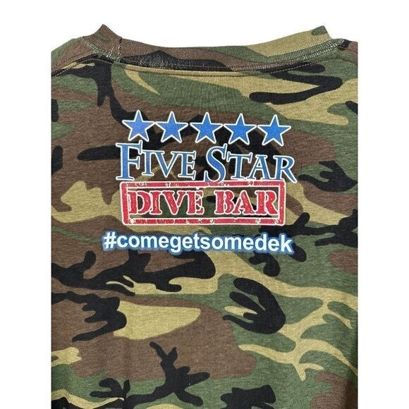 Port & Company Mens Camo Support Our Troops Five Star Dive Bar T-Shirt Large gallery