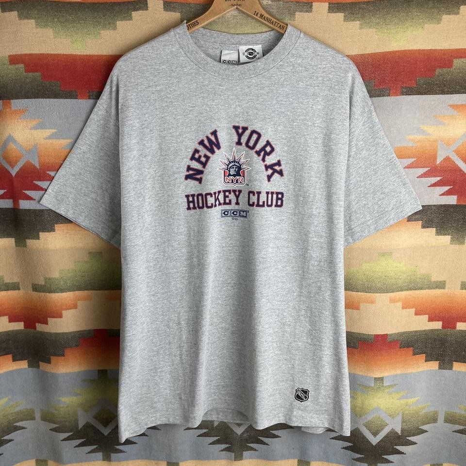 NEW VTG 00s New York Rangers NHL Hockey Liberty CCM Gray T-shirt Mens XL gallery