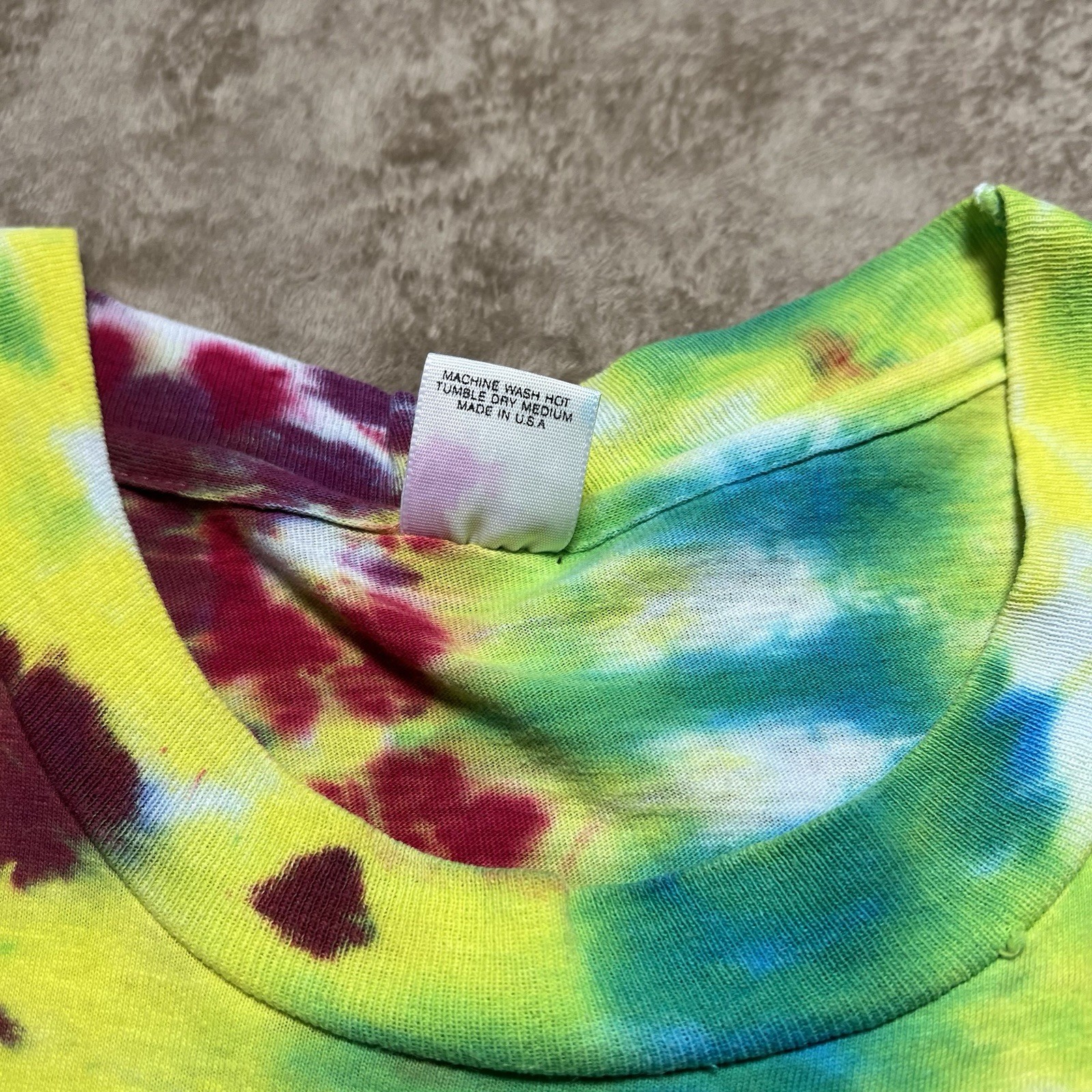 Vintage Hanes Single Stitch Tie Dye T Shirt Size XL Rainbow Swirl Blank 90s gallery