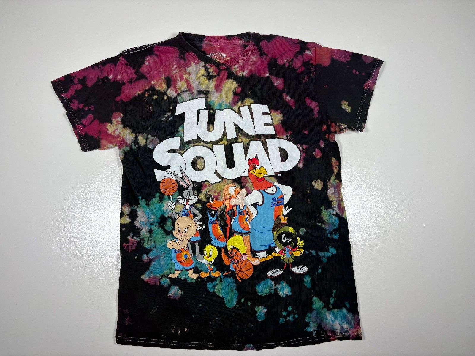 Space Jam T Shirt Men Medium Black Tie Dye Tune Squad Looney Tunes 90s Movie