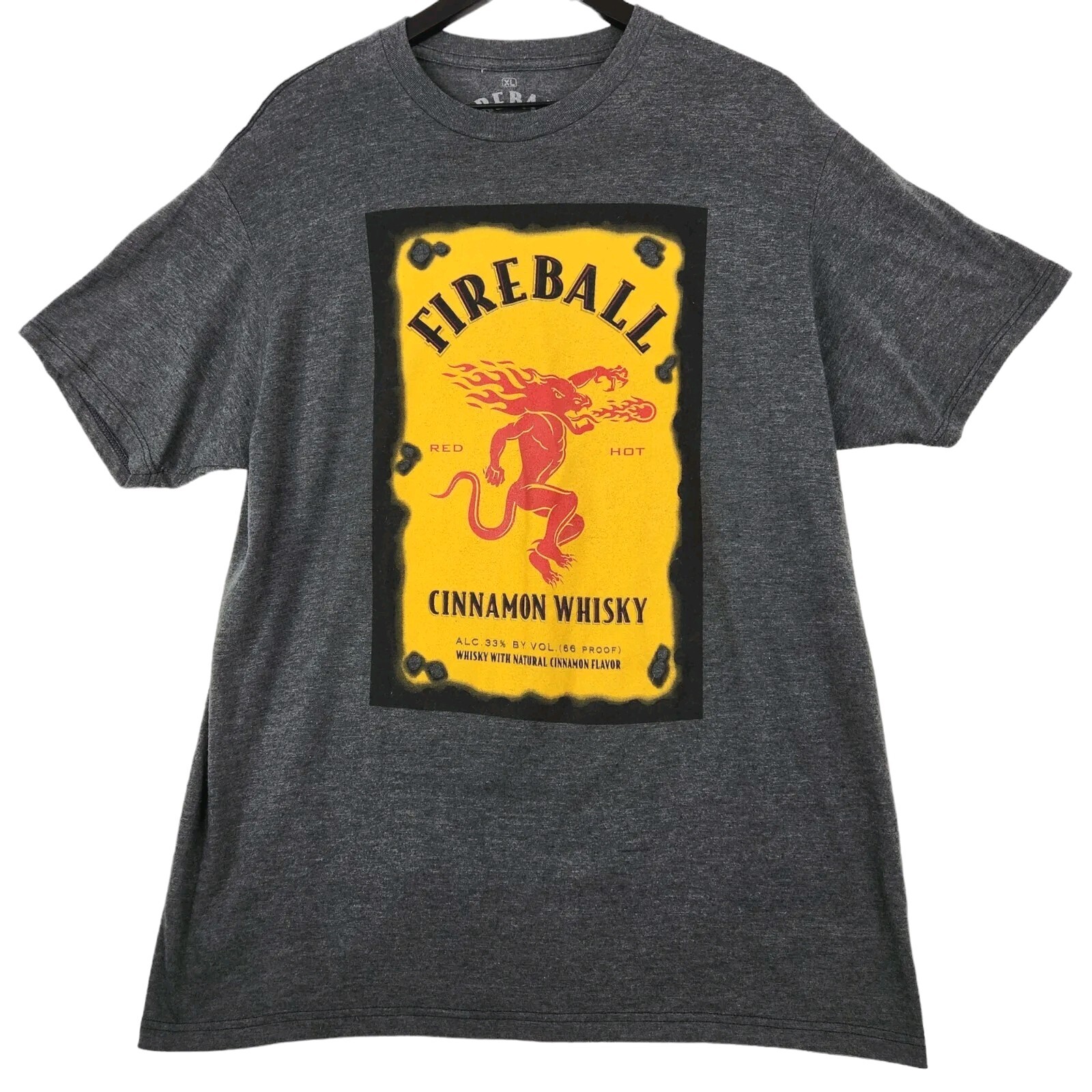 Fireball Whisky T-Shirt Size XL Dark Gray Yellow Red Hot Logo Short Sleeve gallery