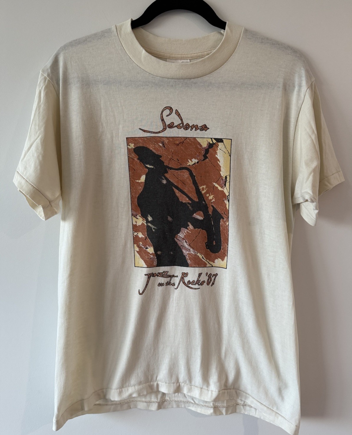 VINTAGE 1987 Sedona Jazz On The Rocks Double Sided Retro Arizona T-Shirt - Large gallery