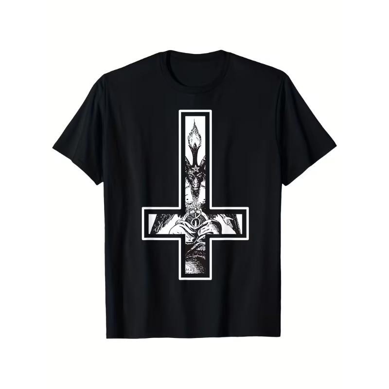 100% Cotton Baphomet Inverted Cross Occult Satanism Hail Satan T-Shirt