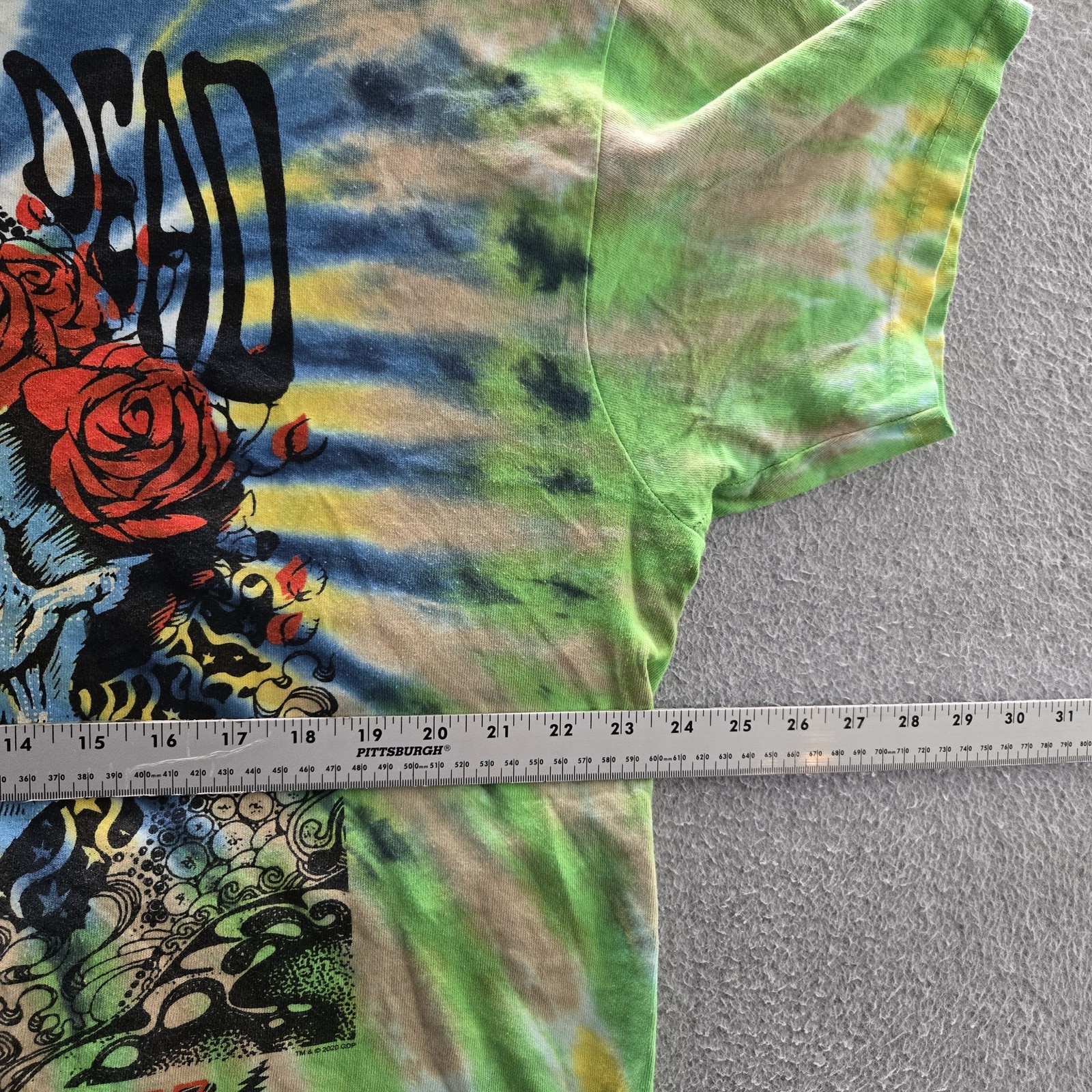 Grateful Dead Men Shirt XL Green Tie Dye Liquid Blue Skull Roses gallery