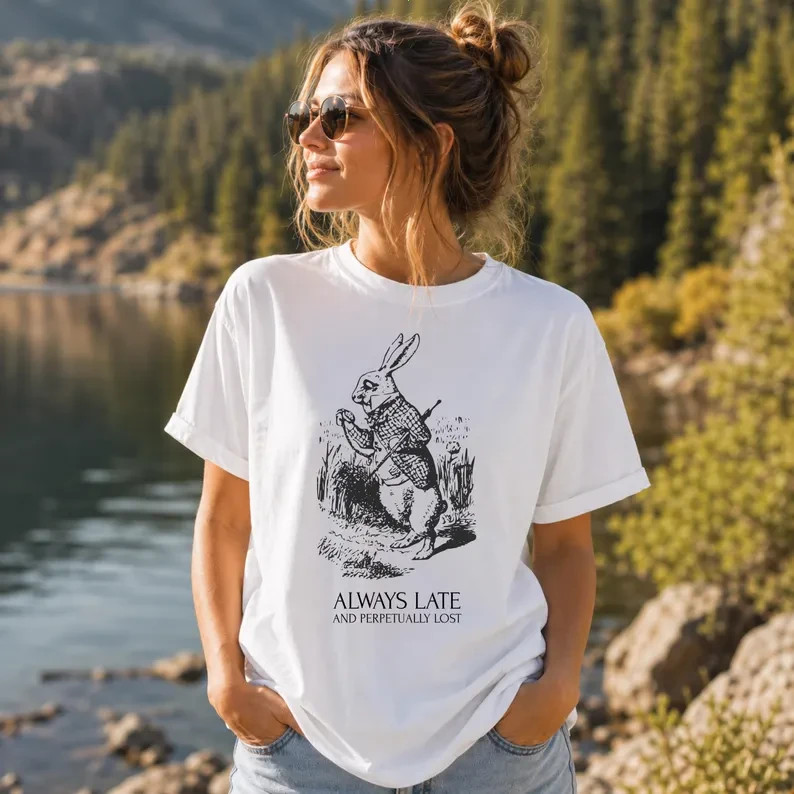 White Rabbit Shirt, Alice in Wonderland Tee, Book Lover Gift shirt gallery