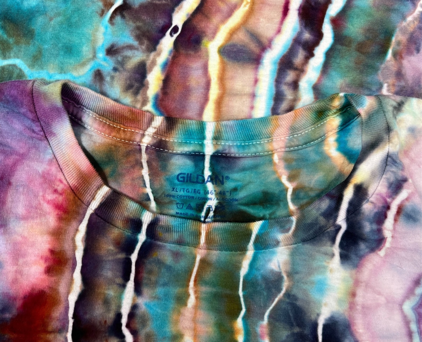 Handmade Ice Tie Dye T-Shirt XL Mens Womens Soft Cotton Red Blue Geode gallery