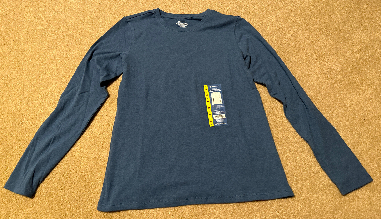 NEW Members Mark Womens Size M Blue Cotton Long Sleeve Crewneck Tee T-Shirt NWT gallery
