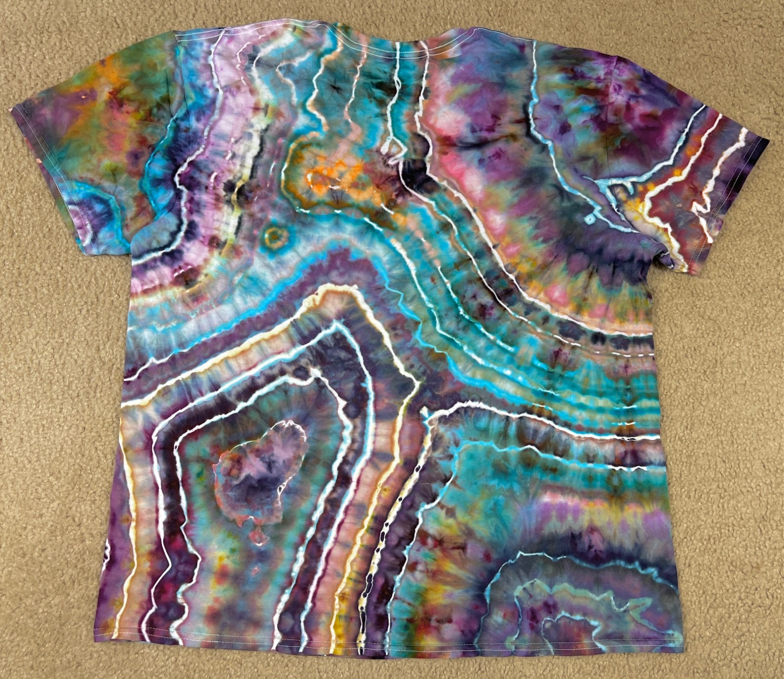 Handmade Ice Tie Dye T-Shirt XL Mens Womens Soft Cotton Red Blue Geode gallery