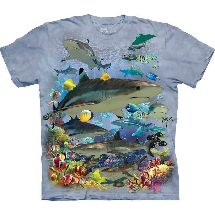 Reef Sharks Fish Great White Shark Blue Ocean Aquatic The Mountain T-Shirt M-3X gallery