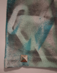 Hand Painted Punk T Shirt Medium Blue Black Dog Graffiti Streetwear Rave Concert