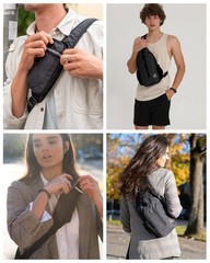 Crossbody Sling Backpack Sling Bag Travel Hiking Chest Bag Daypack (Black)