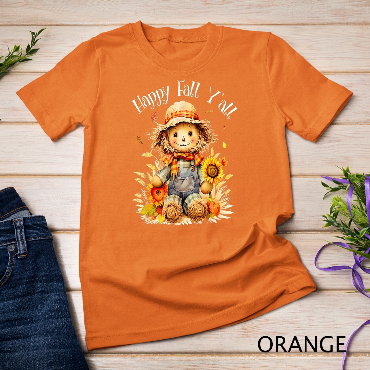Happy Fall Yall Shirt Scarecrow Pumpkin Autumn Thanksgiving Unisex T-shirt gallery