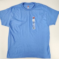 Hanes Men Large 50/50 EcoSmart Crew Neck T-Shirt Carolina Blue Comfort Blend Tee